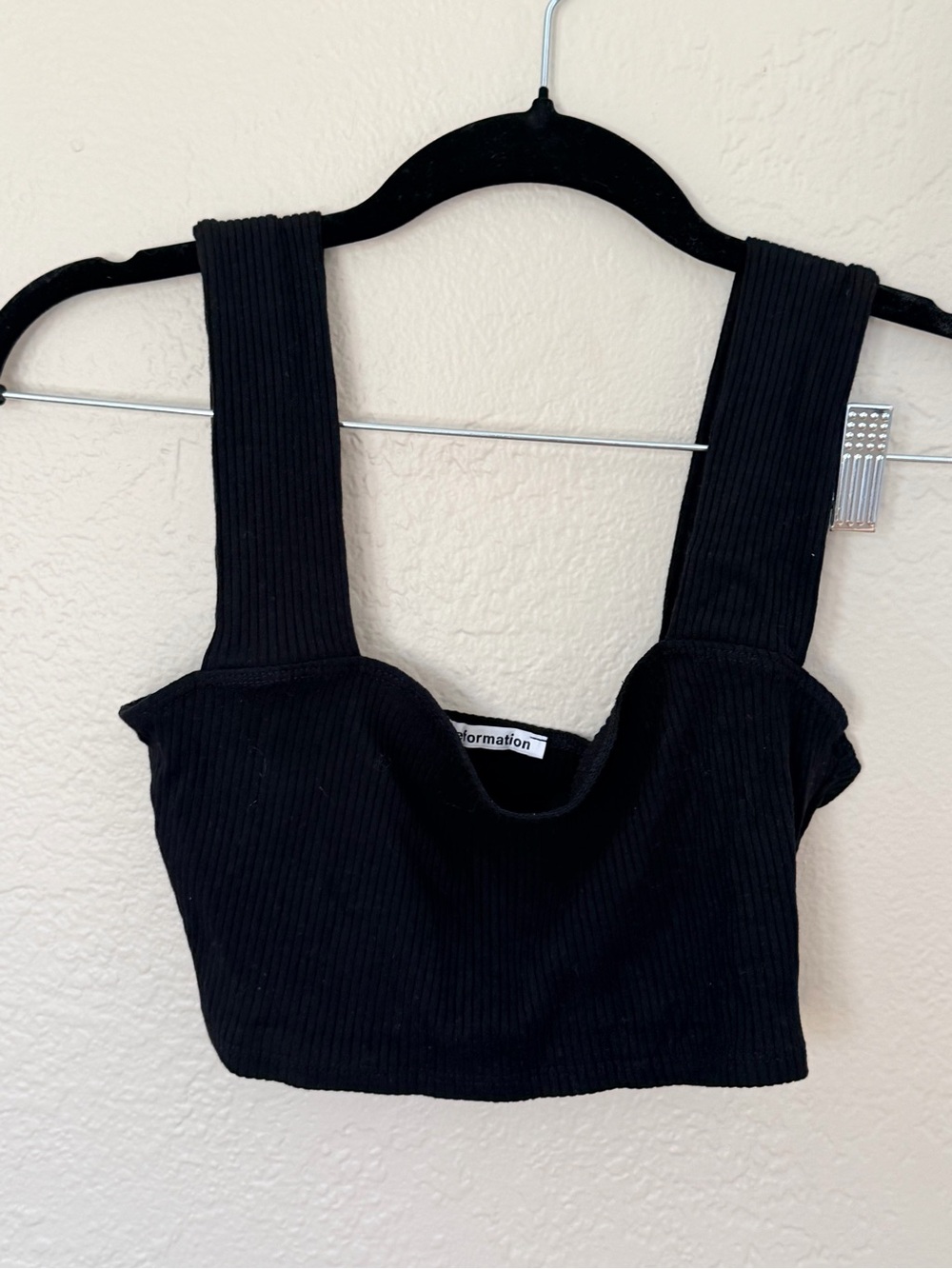 Reformation Black Ribbed Tank Top